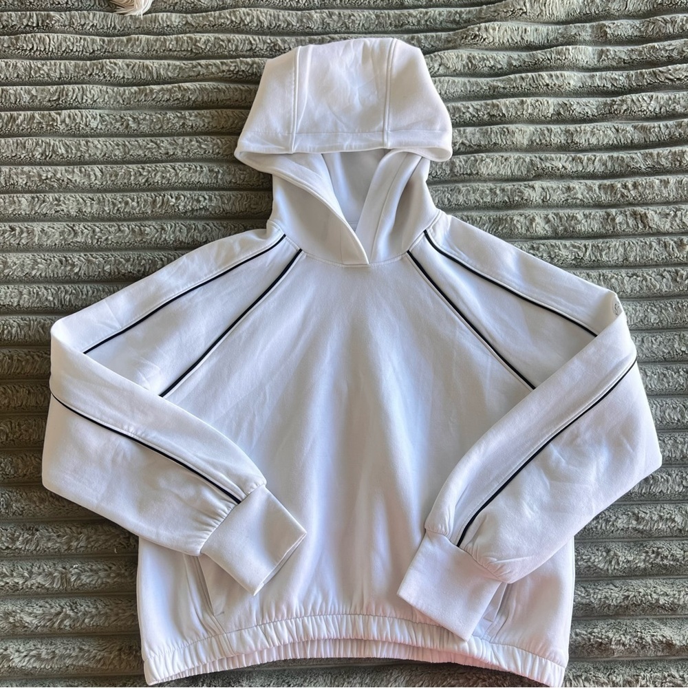 Abercrombie & Fitch Cropped Hoodie Sweatshirt- White & Black- XXS